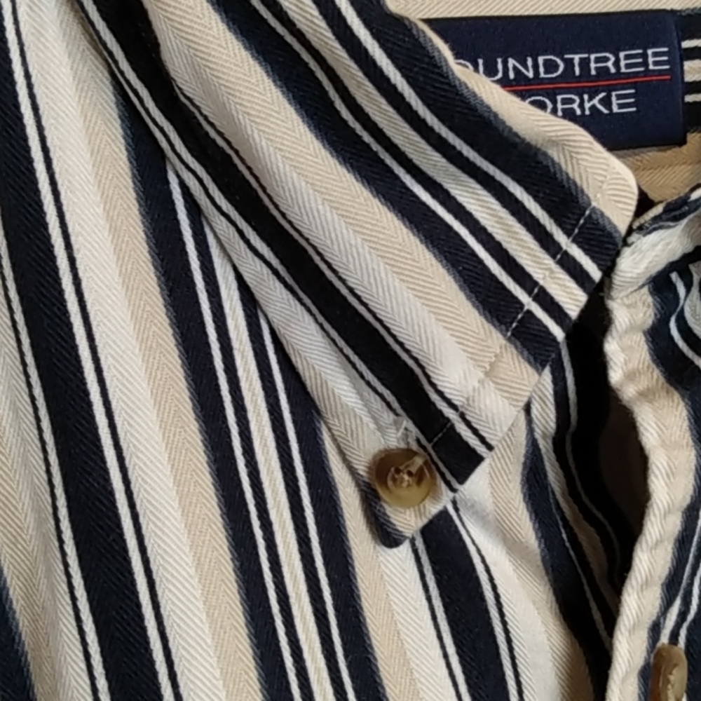 Roundtree & Yorke Mens Classic‎ Fit Striped Button Down Shirt Size M - Picture 4 of 10